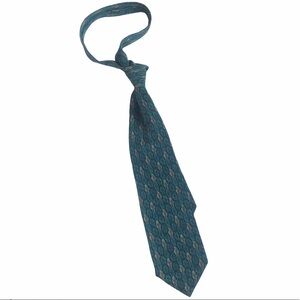 Valentino Silk Necktie Tie Blue Green Tan Abstract